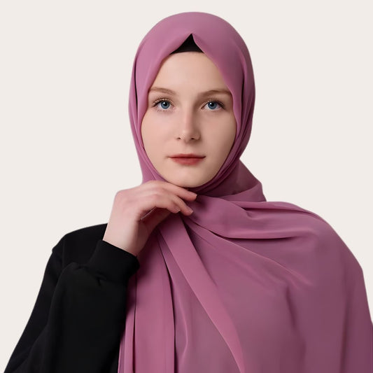 Lavender Pink-Glitter Georgette Chiffon Hijab