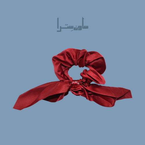 Noir Satin Bow Scrunch - Maroon