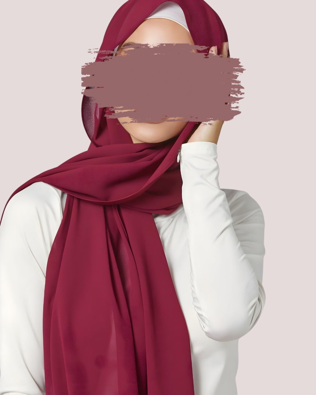 Crimson Red-Glitter Georgette Chiffon Hijab