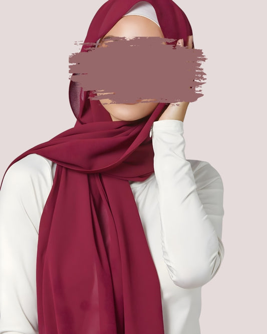 Crimson Red-Glitter Georgette Chiffon Hijab