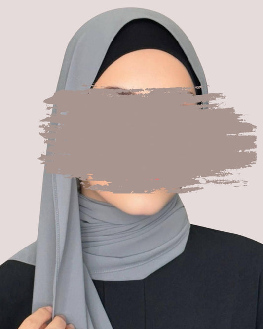 Grey-Glitter Georgette Chiffon Hijab