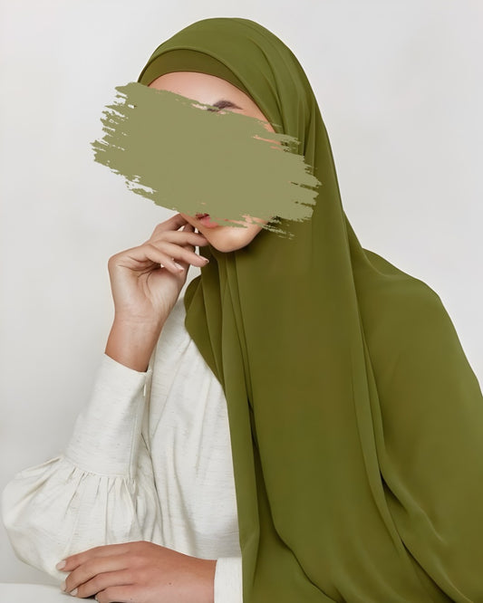 Olive Green-Georgette Chiffon Hijab