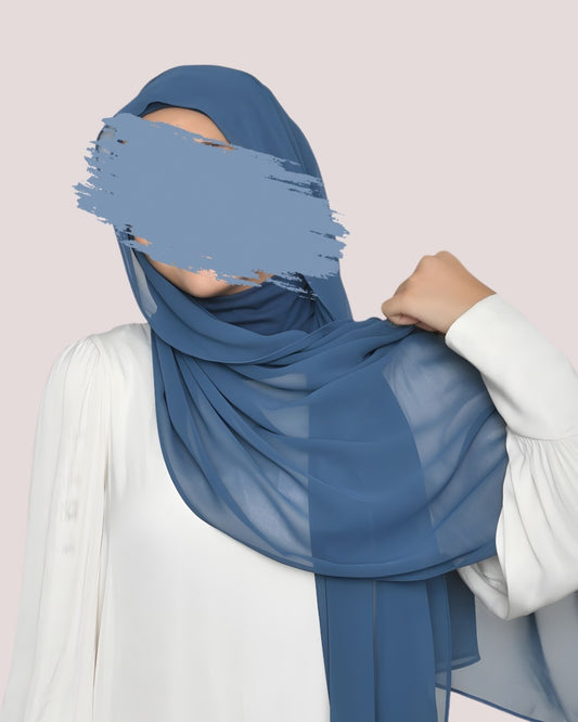 Slate Blue-Georgette Chiffon Hijab