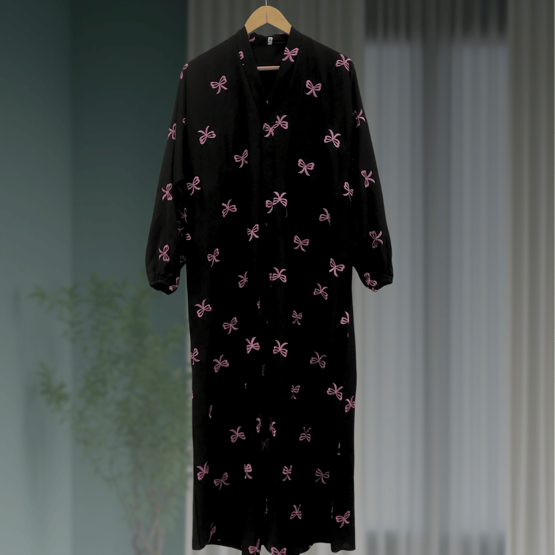 Signature Bow Abaya-Black