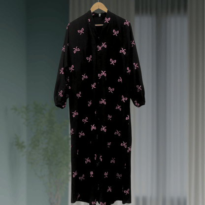 Signature Bow Abaya-Black