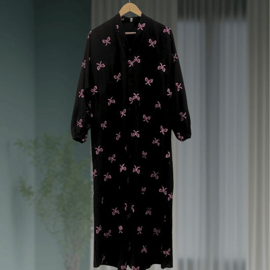 Signature Bow Abaya-Black