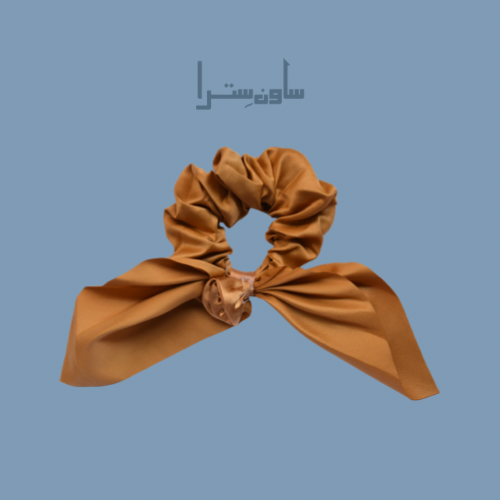 Noir Satin Bow Scrunch - Brown