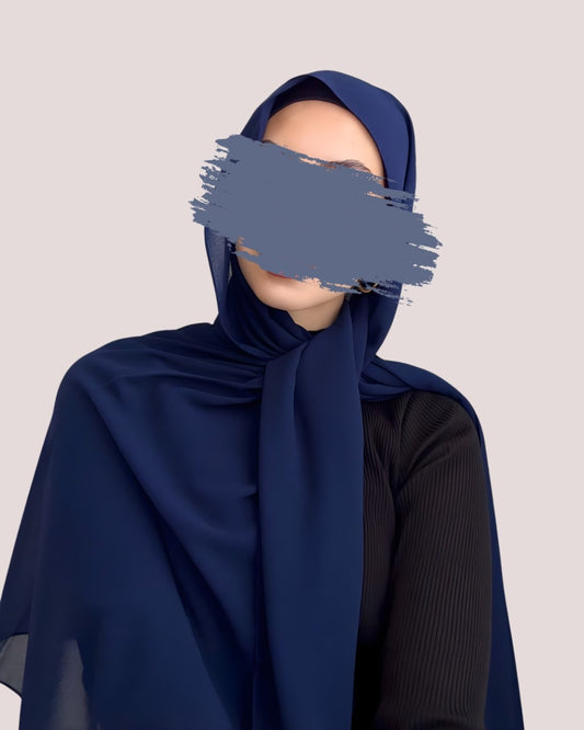 Navy Blue-Georgette Chiffon Hijab